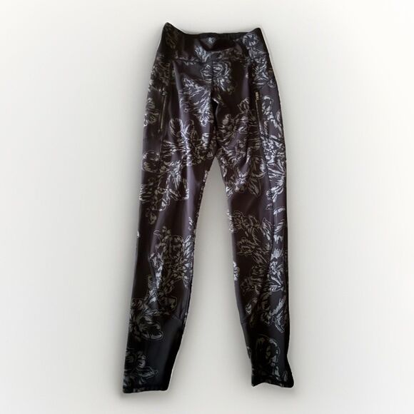 Athleta size XS rainier Reflective Tight Alina Bloom Black #985307 - Picture 3 of 12